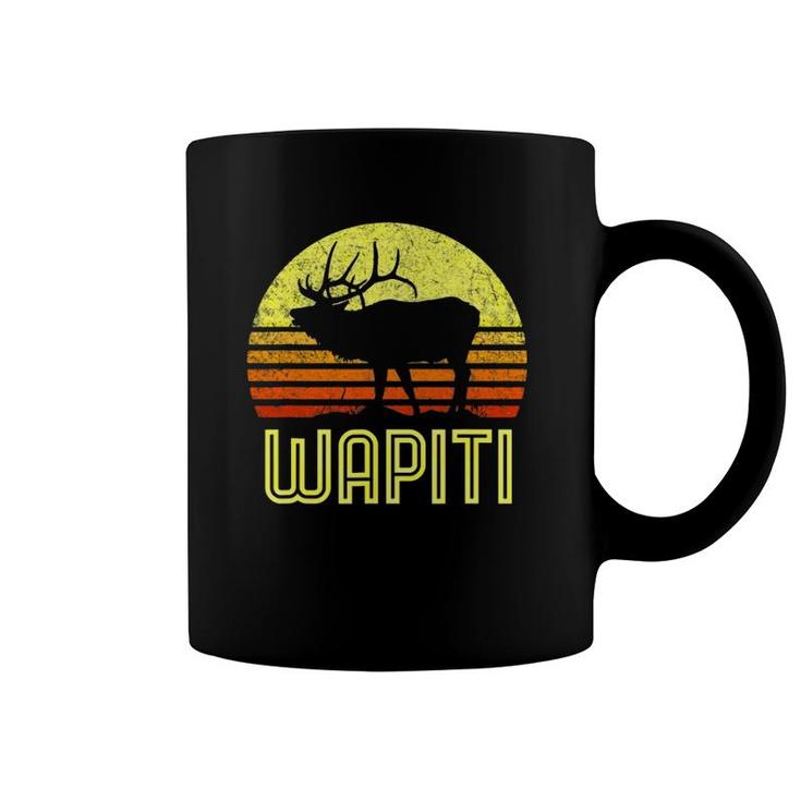 Wapiti Elk Hunter Dad Vintage Retro Sun Bow Hunting Gift Coffee Mug