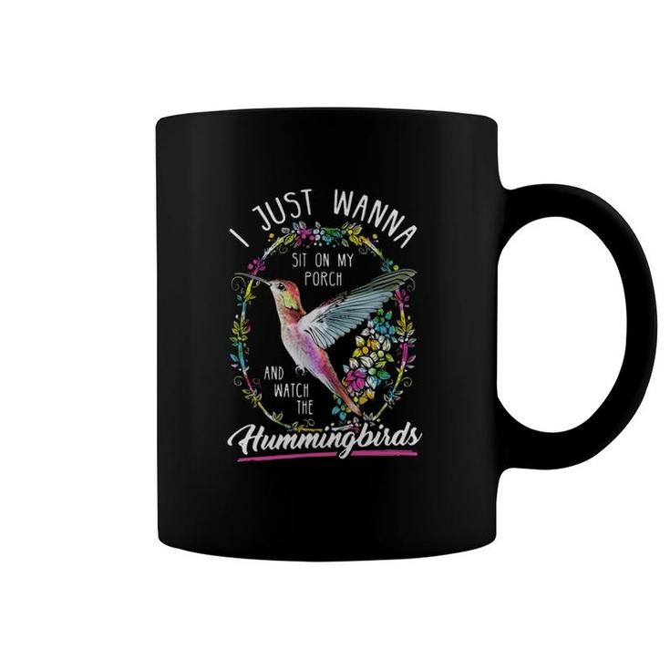 Watch The Hummingbirds Floral Wreath Watercolor Hummingbirds Bird Watching Lover Coffee Mug