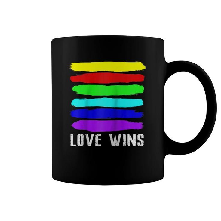 Watercolor Love Wins Rainbow Paint Flag Gifts Raglan Baseball Tee Coffee Mug