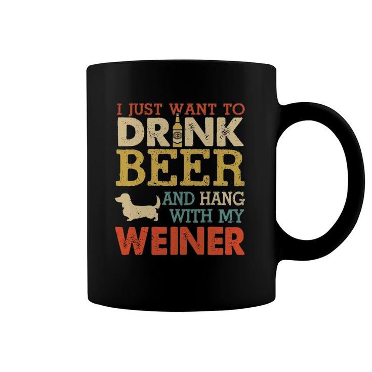 Weiner Dachshund Dad Drink Beer Hang With Dog Funny Vintage Coffee Mug
