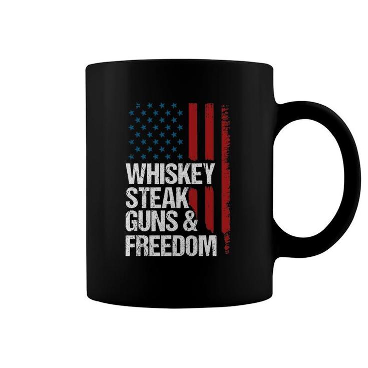 Whiskey Steak Guns & Freedom Patriotic Dad Grandpa Us Flag Coffee Mug