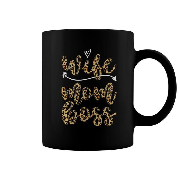 Wife Mom Boss Funny Gift Leopard Plaid Coffee Mug