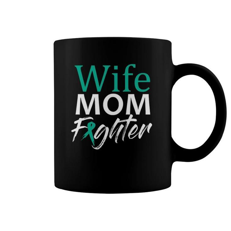 Wife Mom Fighter Teal Ribbon Pcos Awareness For Women Mother  Coffee Mug