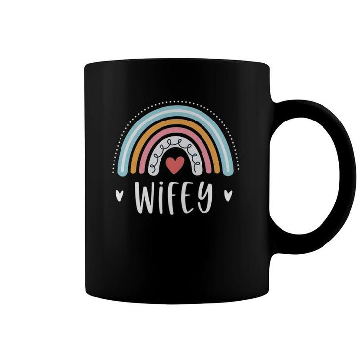 Wifey Gifts For Women Just Married Wedding Funny Rainbow Coffee Mug
