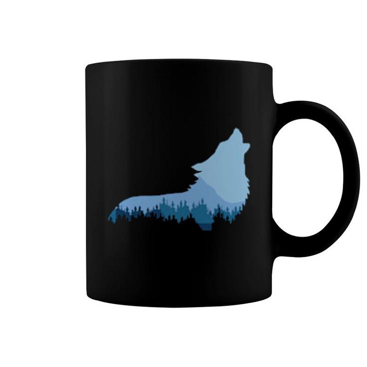 Wolf Double Exposure Coffee Mug