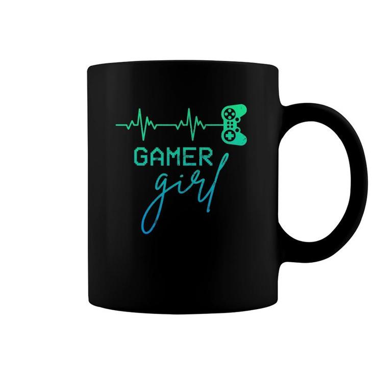 Woman Gamer Cute Gamer Girl Heartbeat Girly Video Games Coffee Mug