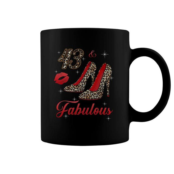 Women 43 And Fabulous Leopard High Heels Happy 43Rd Birthday Coffee Mug