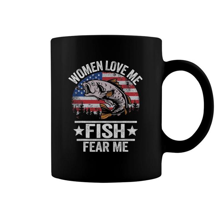 Women Love Me Fish Fear Me Men Vintage Funny Bass Fishing Coffee Mug