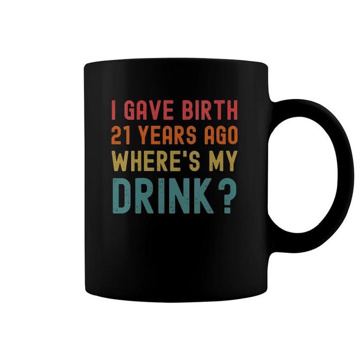 Womens 21St Birthday Party Mom Dad 21 Years Old Child Son Daughter V-Neck Coffee Mug