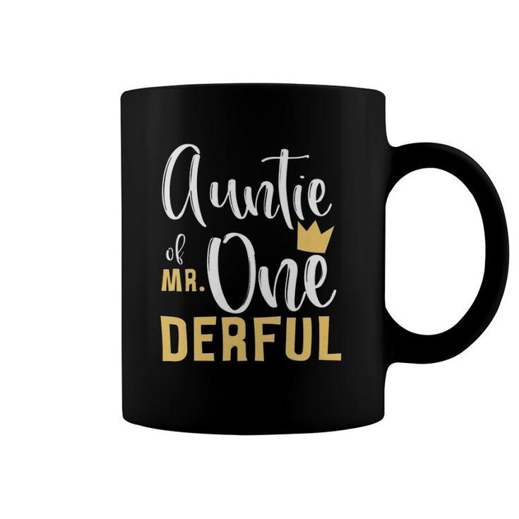 Womens Auntie Of Mr Onederful 1St Birthday First One-Derful Theme  Coffee Mug