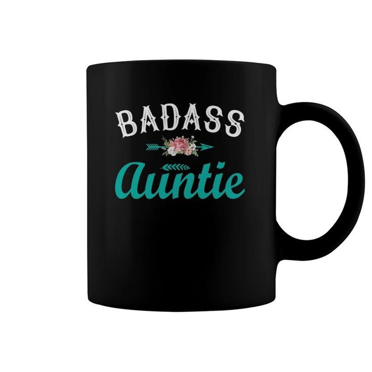 Womens Badass Auntie Funny Mother's Day Tee Soon To Be Auntie Coffee Mug