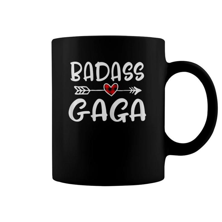 Womens Badass Gaga Mothers Day Buffalo Plaid Grandmother Grandma Coffee Mug