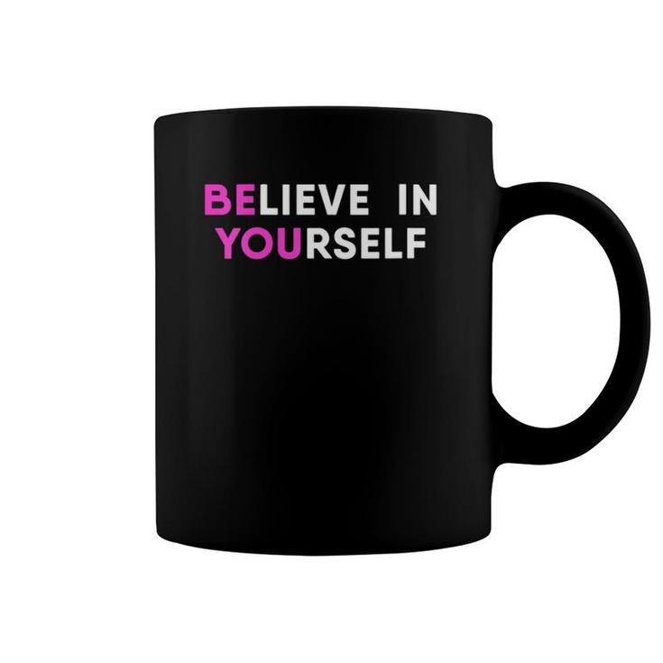 Womens Believe In Yourself Motivational V-Neck Coffee Mug