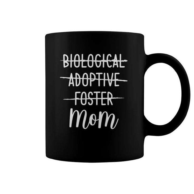 Womens Biological Adoptive Foster Mom Mother Adoption Gift V-Neck Coffee Mug