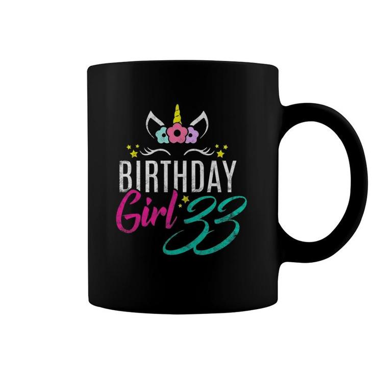 Womens Birthday Girl 33 Years Old Gift Cute Unicorn Face 33Rd Bday  Coffee Mug