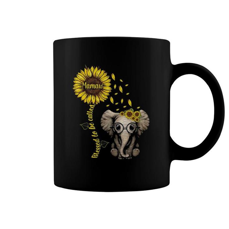 Womens Blessed To Be Called Mamaw Sunflower Elephant Hippie Coffee Mug