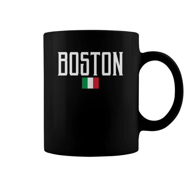 Womens Boston Italy Flag Vintage White Text  Coffee Mug