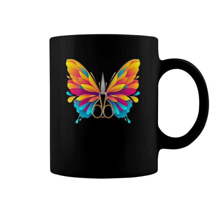 Womens Butterfly Insect Fly Scissors Hairstyle Barber Hairdresser  Coffee Mug