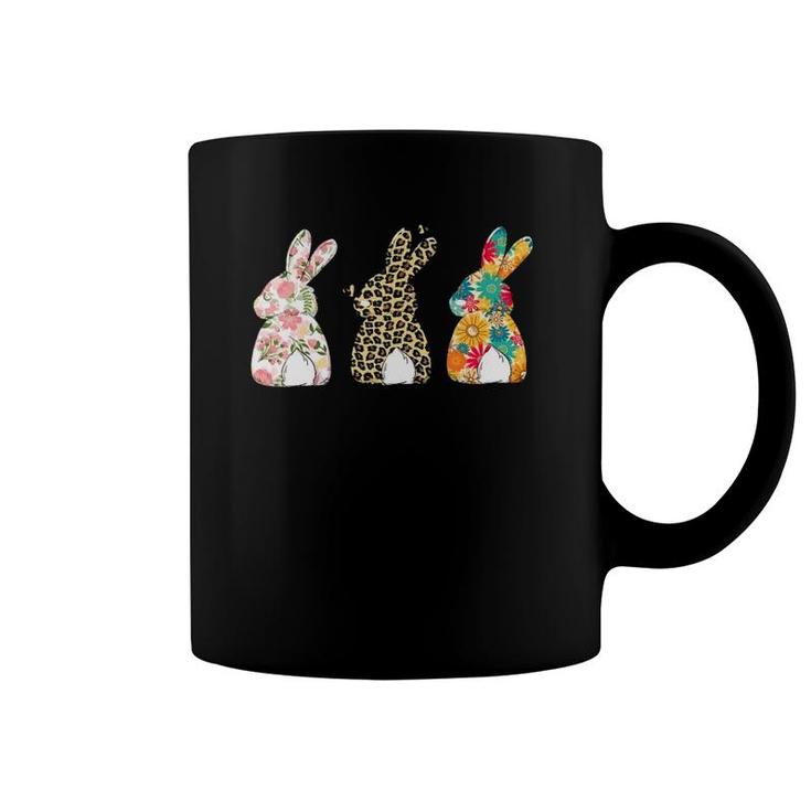 Womens Cute Easter Bunnies Leopard Bunny And Flower Bunnies Coffee Mug