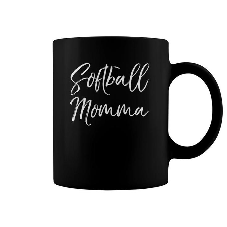 Womens Cute Mother's Day Gift For Sports Moms Softball Momma V Neck Coffee Mug