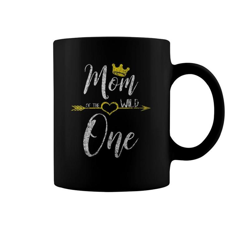 Womens Cute Mother's Day Gift Mom Of The Wild One V-Neck Coffee Mug