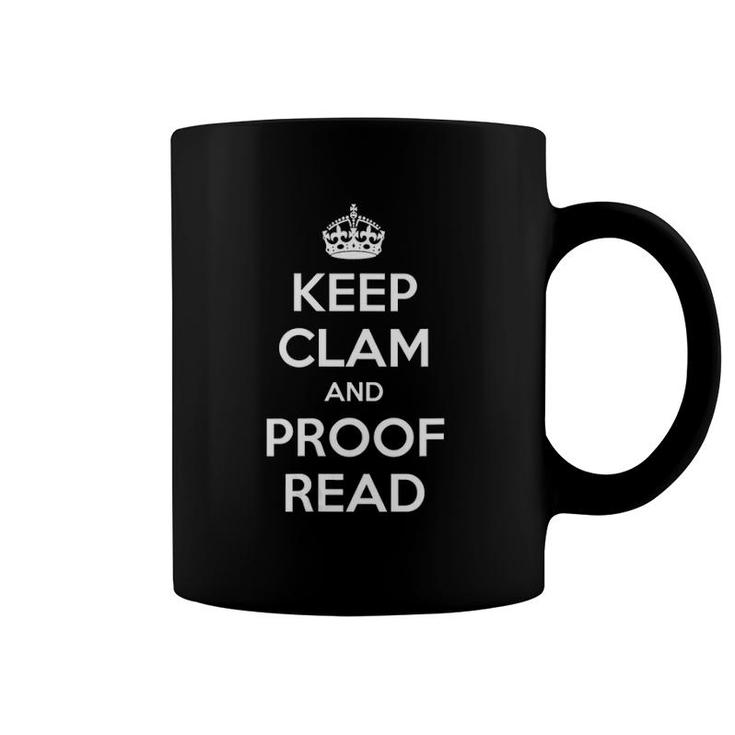 Womens English Teacher & Writer Gifts - Keep Clam And Proofread V-Neck Coffee Mug