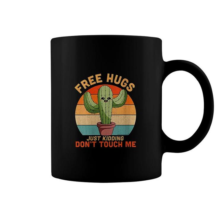 Womens Free Hugs Just Kidding Dont Touch Me Cactus Funny Gift Coffee Mug