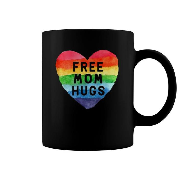 Womens Free Mom Hugs Lgbt Flag Rainbow Heart Mothers Day Gifts Coffee Mug