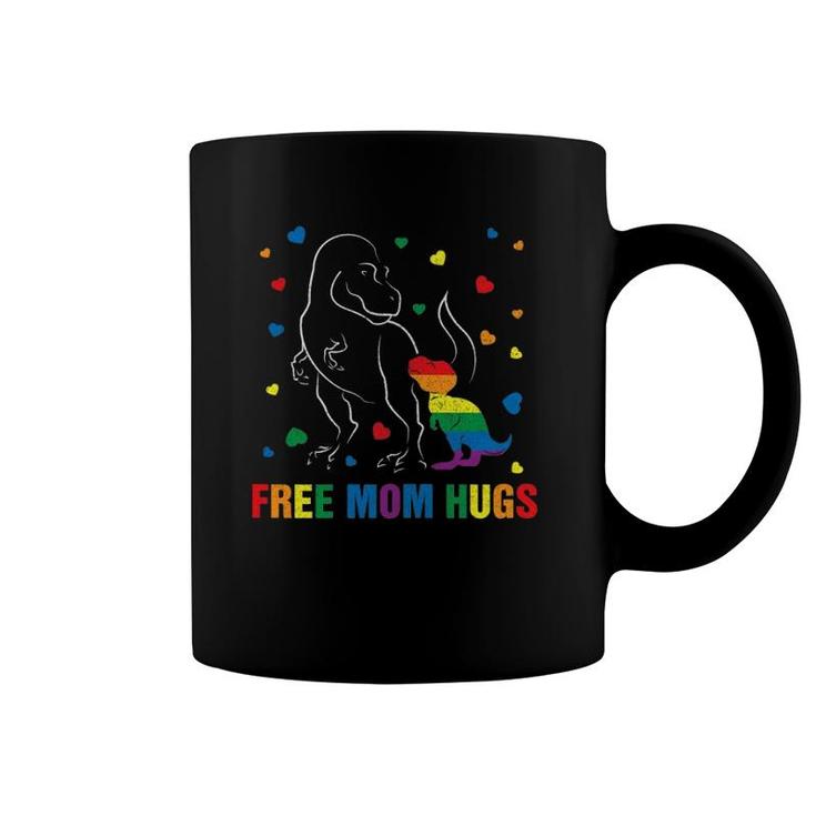 Womens Free Mom Hugs Mama Dinosaur  Lgbt Gay Pride Gift Mother Coffee Mug