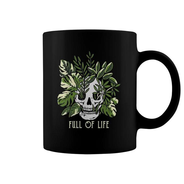 Womens Full Of Life Skull Gardening Garden V-Neck Coffee Mug