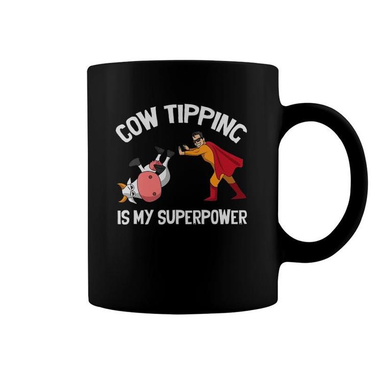 Womens Funny Cow Tipping Redneck Super Hero Humor Country Farm Boy Coffee Mug