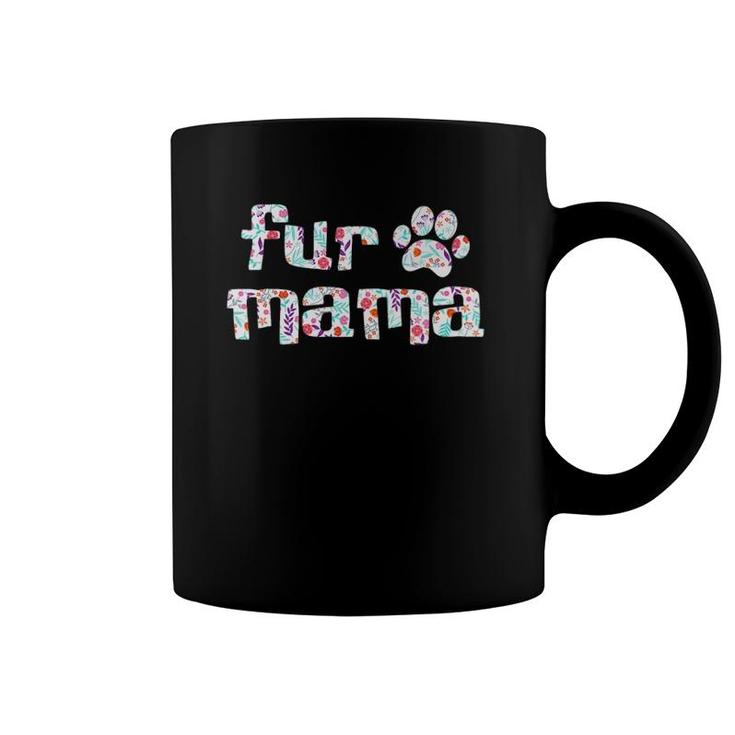 Womens Fur Mama Cute Gift For Cat Lover, Cat V-Neck Coffee Mug