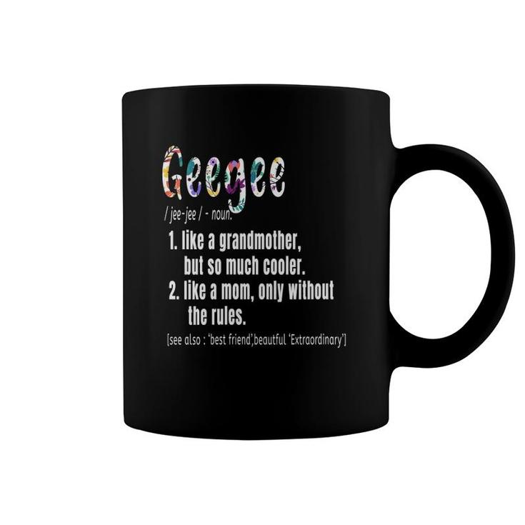 Womens Geegee Definition Mother's Day & Birthday Gift Grandmother V-Neck Coffee Mug