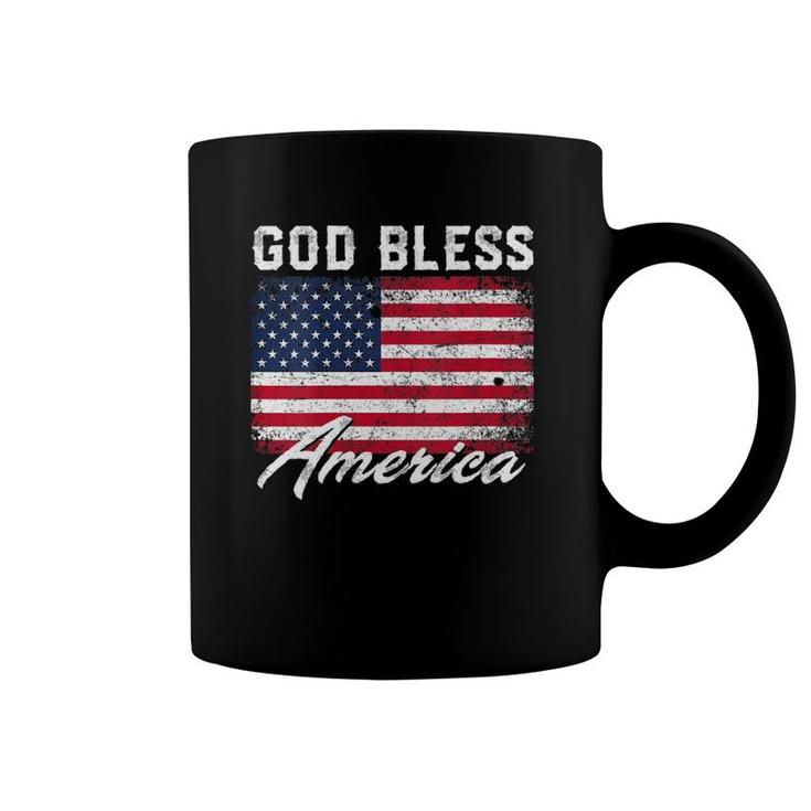 Womens God Bless America Usa Flag 4Th Of July Patriotic V-Neck Coffee Mug