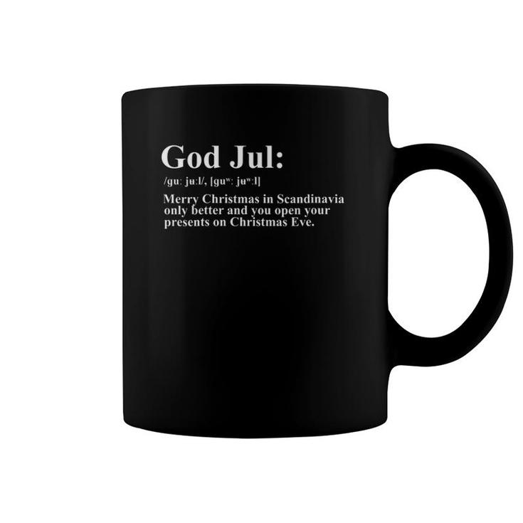 Womens God Jul Definition Merry Christmas Funny Scandinavia Swedish V-Neck Coffee Mug