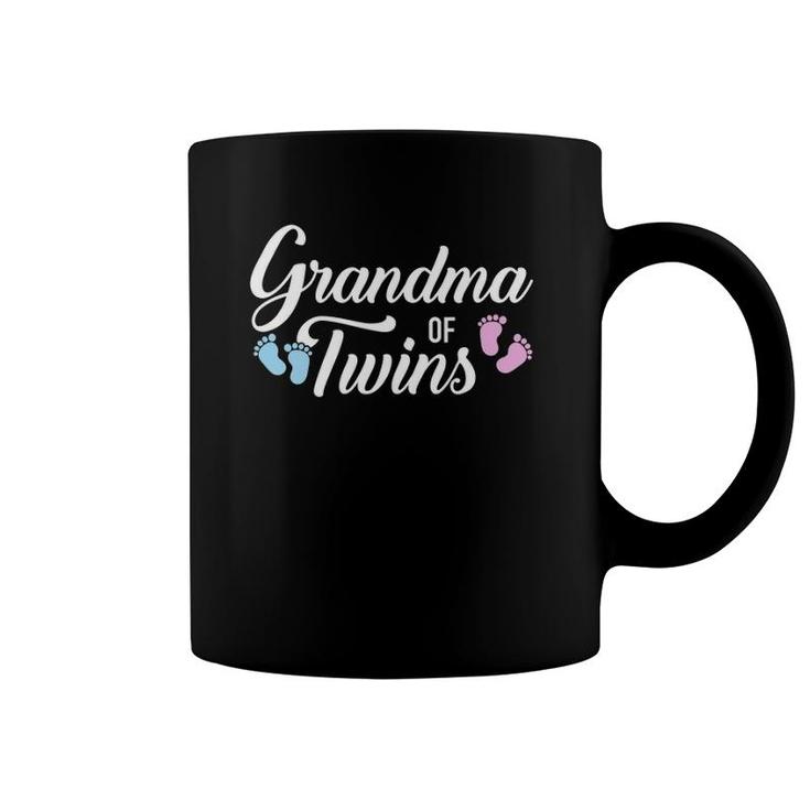 Womens Grandma Of Twins V-Neck Coffee Mug