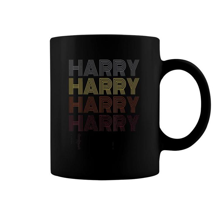 Womens Graphic 365 First Name Harry Retro Pattern Vintage Style V-Neck Coffee Mug
