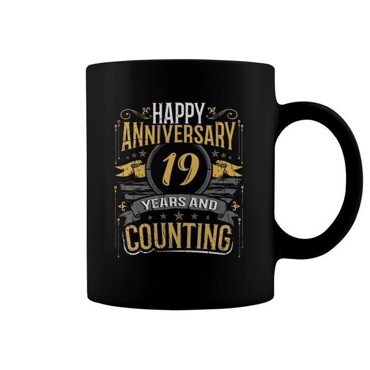 Womens Happy Anniversary Gift 19 Years And Counting V-Neck Coffee Mug