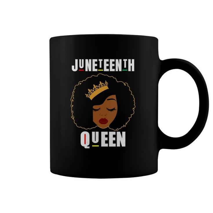Womens Juneteenth Queen Black Girl Afro Queen V-Neck Coffee Mug