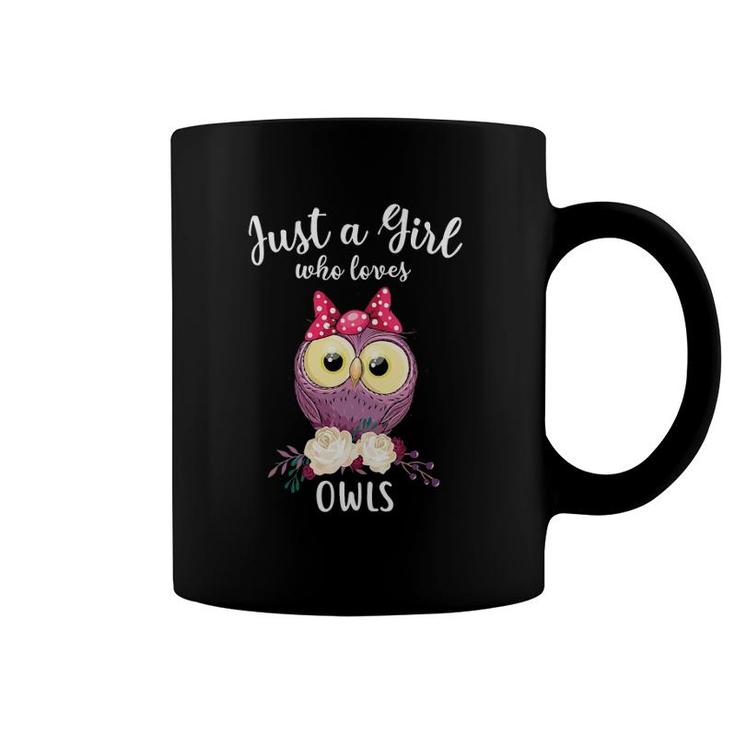 Womens Just A Girl Who Loves Owlscute Owl Lover Gifts V-Neck Coffee Mug