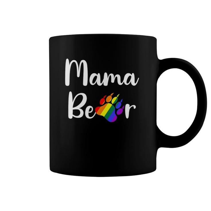 Womens Lgbt Mama Bear Paw Gay Pride Equal Rights Rainbow Gift V-Neck Coffee Mug