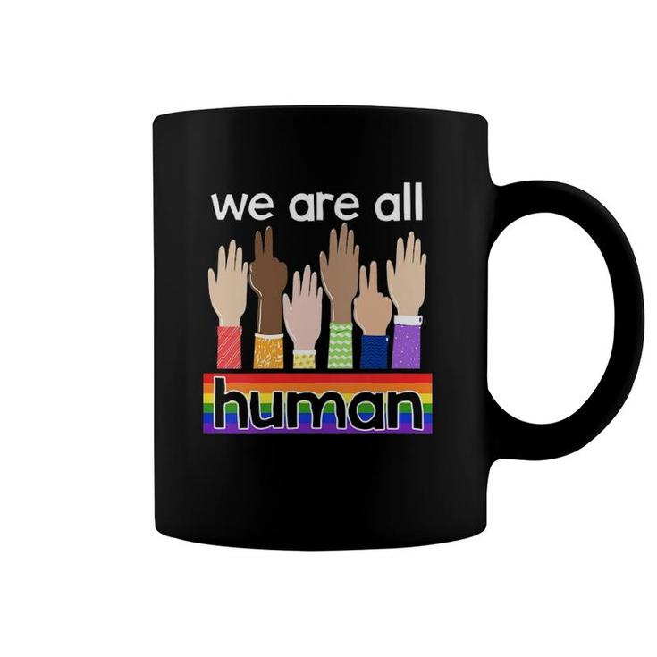 Womens Lgbtq We Are All Human V-Neck Coffee Mug