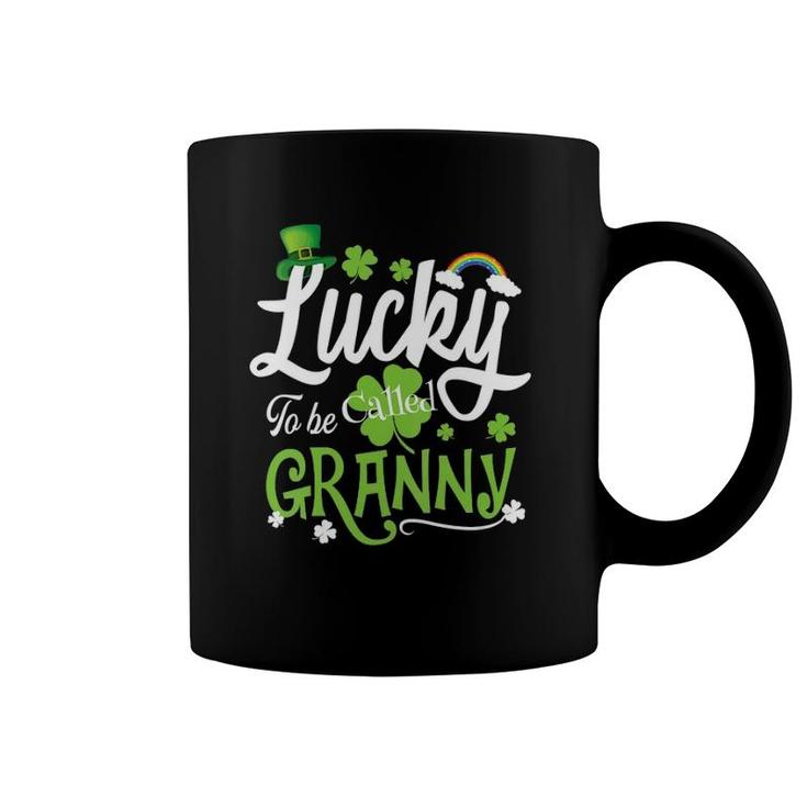 Womens Lucky To Be Called Granny Shamrock St Patrick's Day Gift V-Neck Coffee Mug