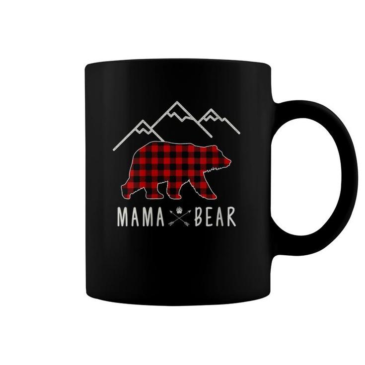 Womens Mama Bear Gift - Buffalo Plaid Mama Bear Coffee Mug