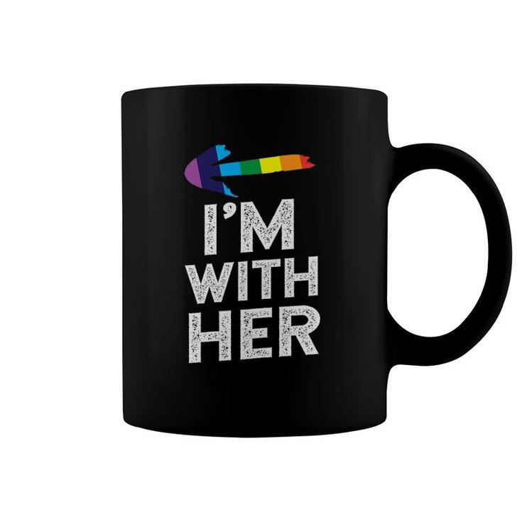 Womens Matching Lesbian Couple S I'm With Her Lesbian Coffee Mug