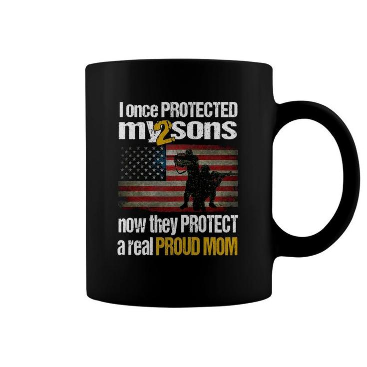 Womens Military Honor Two Soldier Sons Proud Mom Coffee Mug