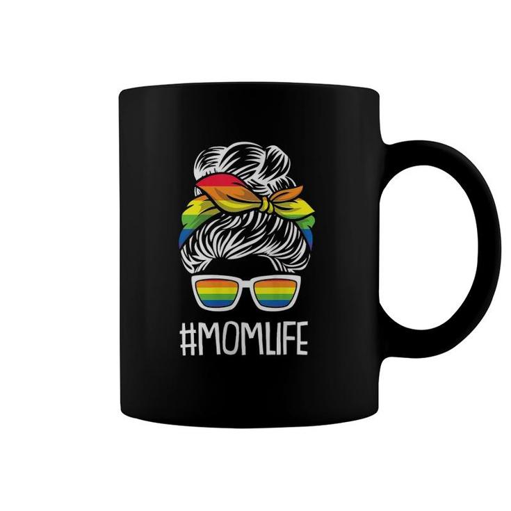 Womens Mom Life Gay Pride Rainbow Flag Lgbt-Q Ally Mama Mother  Coffee Mug