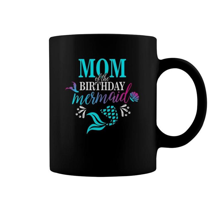 Womens Mom Of The Birthday Mermaid Matching Family V-Neck Coffee Mug