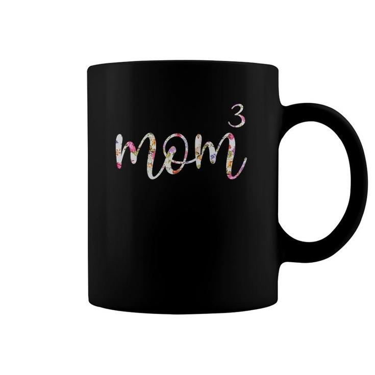 Womens Mom To The 3Rd Power Mother Of 3 Mom3 Gift V-Neck Coffee Mug