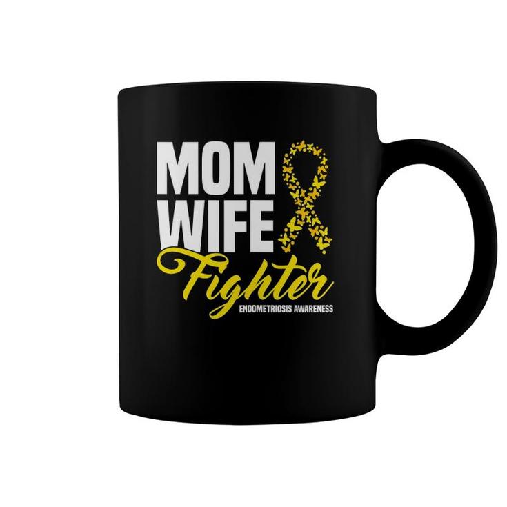 Womens Mom Wife Fighter Yellow Ribbon Endometriosis Awareness Coffee Mug